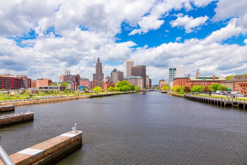 Cityscape from Providence River Pedestrian Bridge 