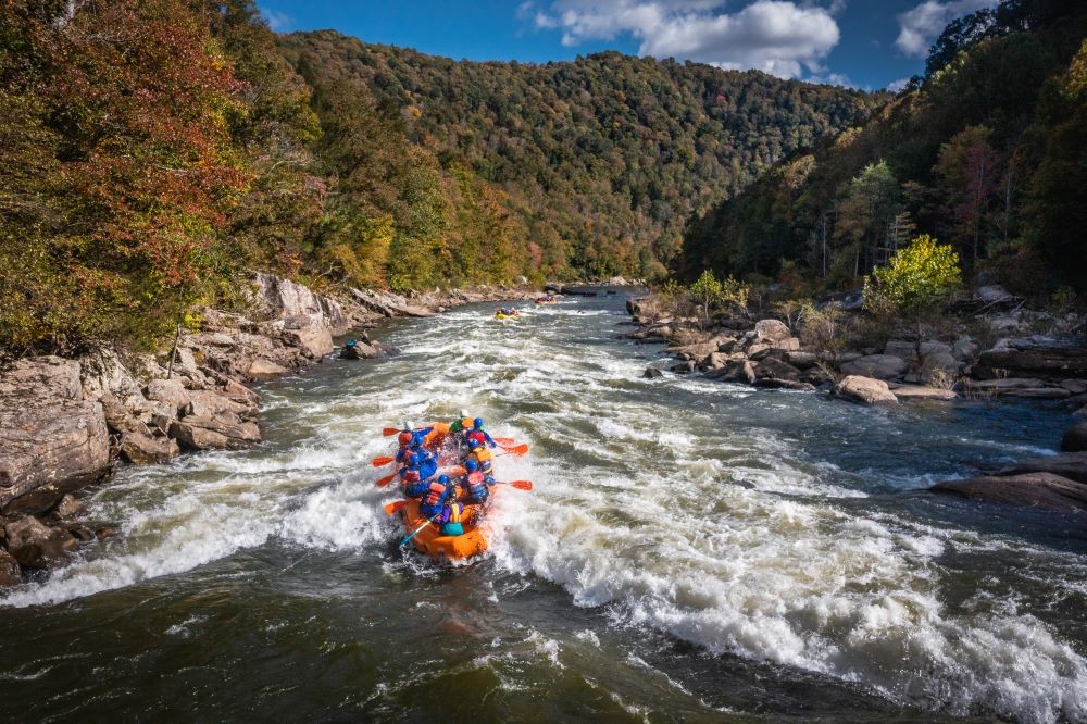 Photo of river rafting on West Virginia's New River Gorge.