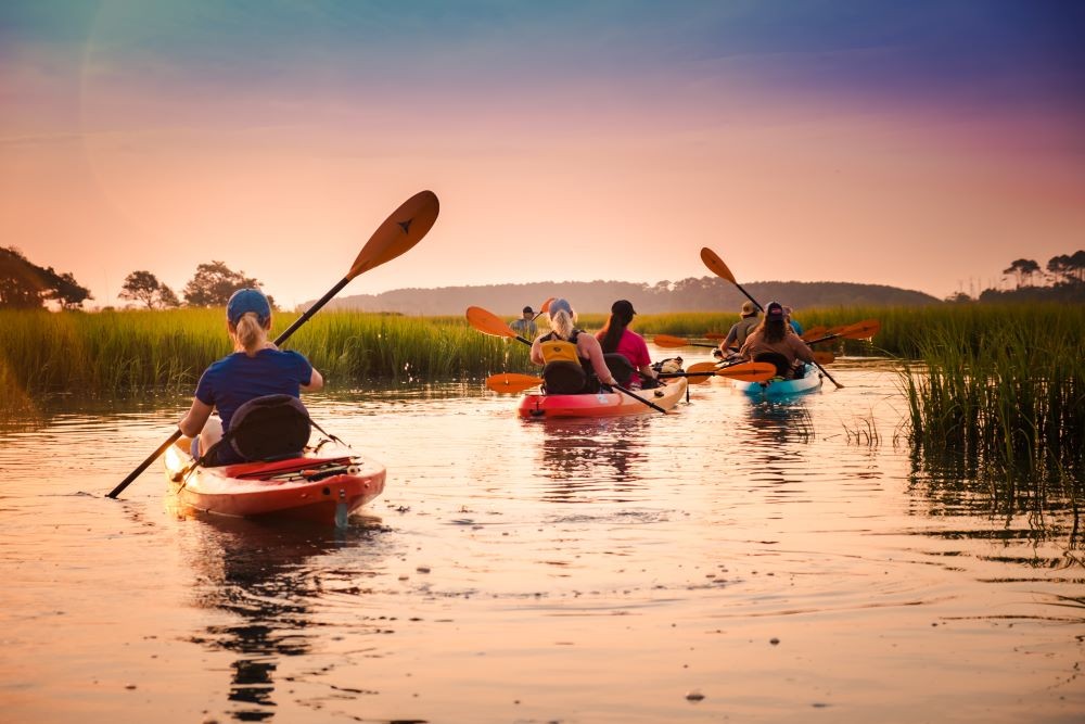 Sunset kayaking on Little River in Myrtle Beach, South Carolina