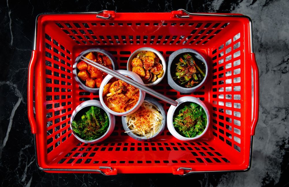 Banchan in a cart from Best Friend in Las Vegas