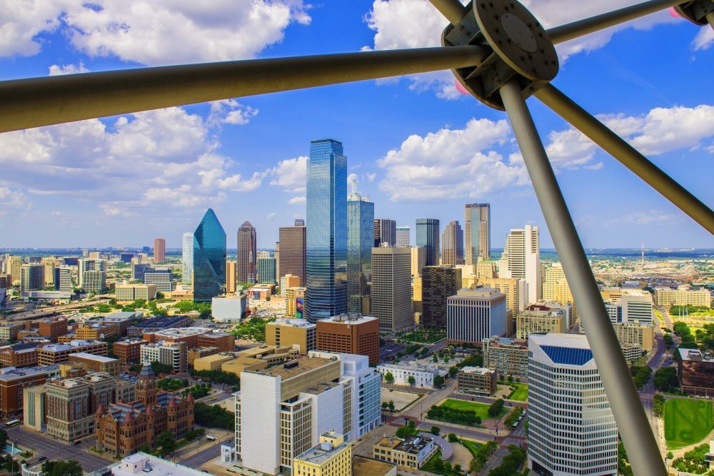 Dallas skyline from Reunion Tower deck.