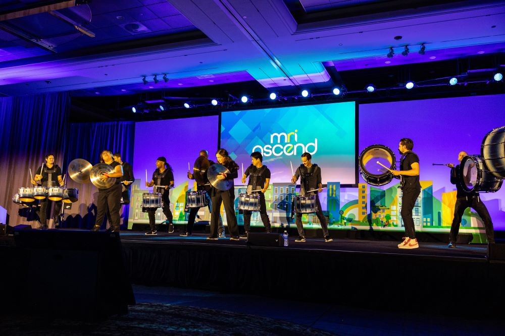 Photo of drums on stage at MRI Software Ascend Conference.