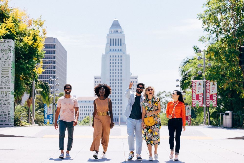 Attendees walking around Los Angeles