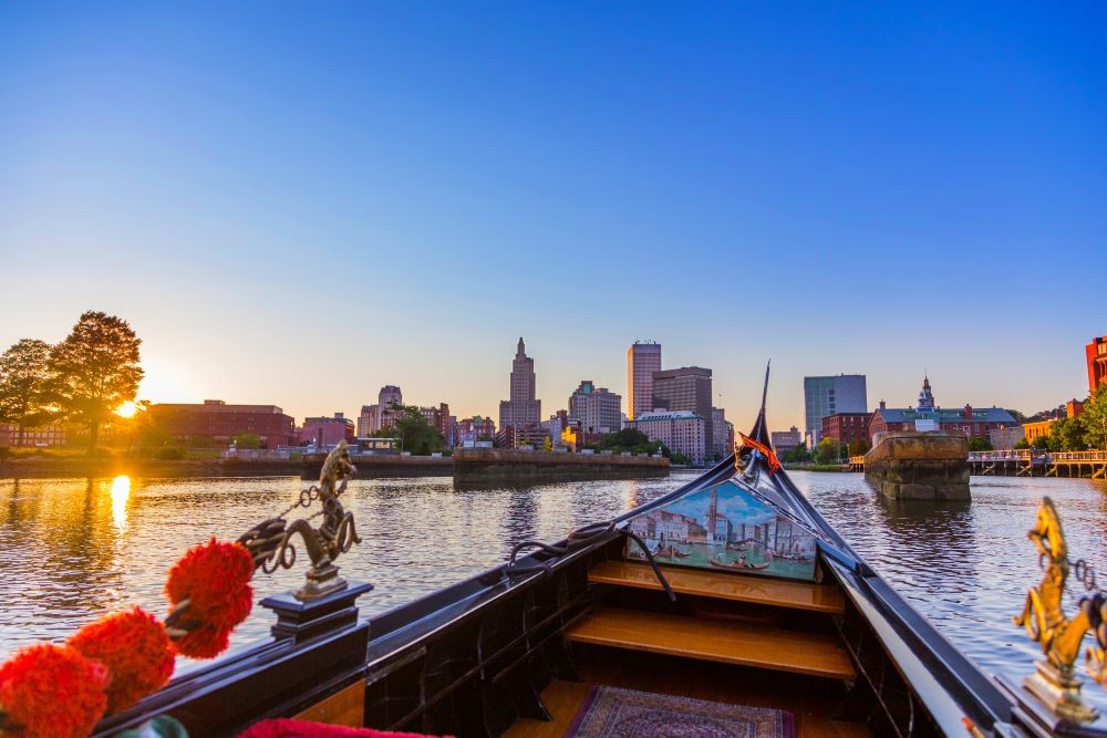 A gondola at dusk in Providence, Rhode Island