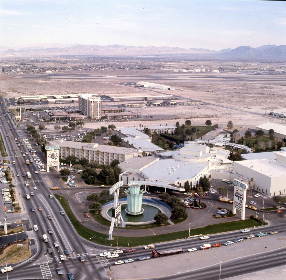 Tropicana with the Paradise Hotel Casino in background in 1976