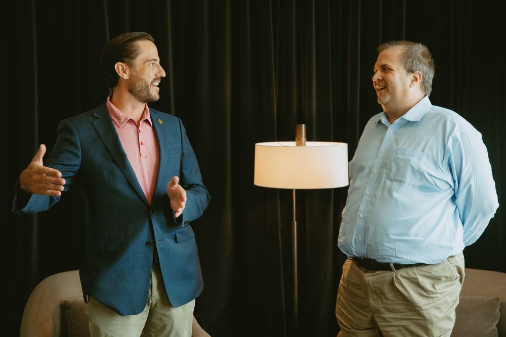 Tyler Davidson and Jussi Santa, GM of the Hotel Renegade