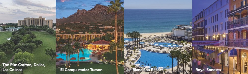 A montage of the four hotels of Meetings Today LIVE! 2025