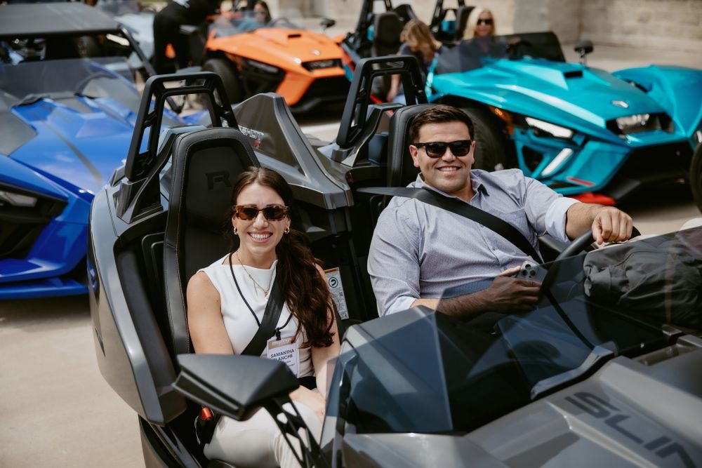 Attendees ride in a Slingshot at Meetings Today LIVE! National