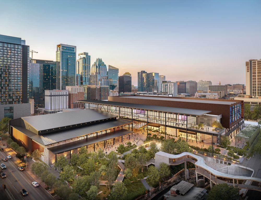 Rendering of exterior of Austin Convention Center expansion.