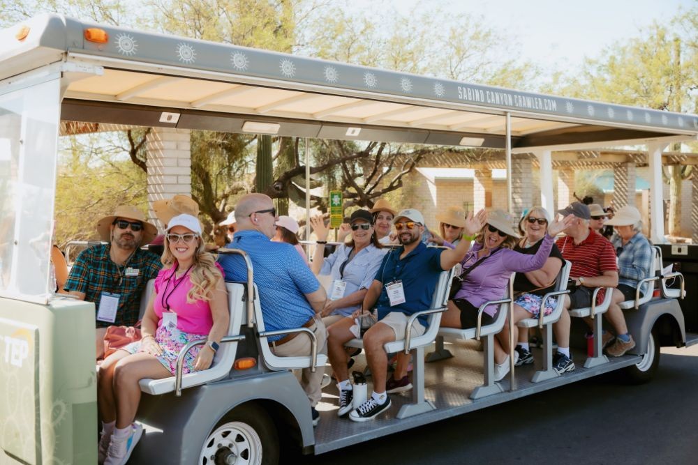 Attendees on scenic tram ride. Credit: Wandering Maverick Photo+Film