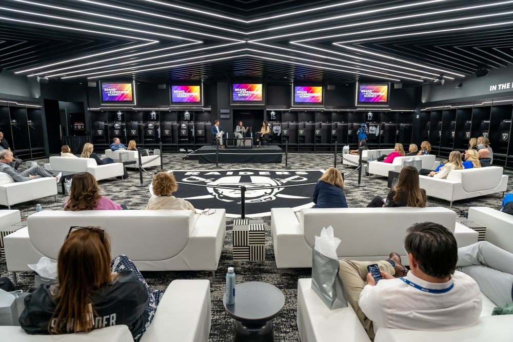 Brand Experience Summit breakout in Las Vegas NFL football team's locker room