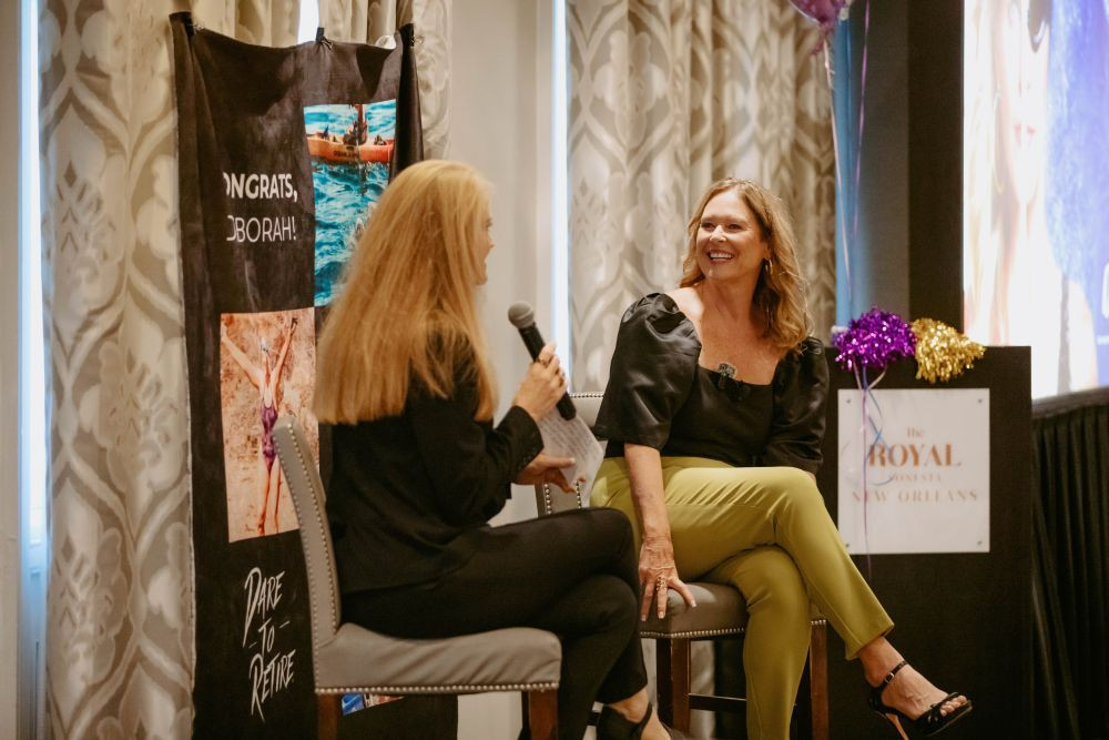Deborah Gardner and Jennifer Jenkins during her keynote.