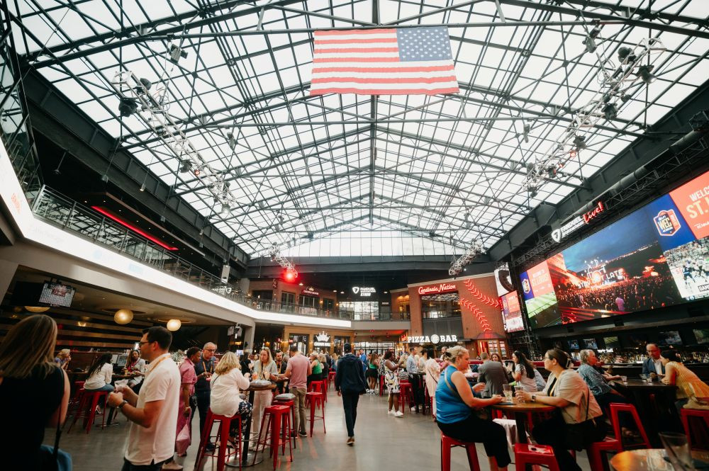 Image of MPI WEC reception under an atrium in St. Louis.