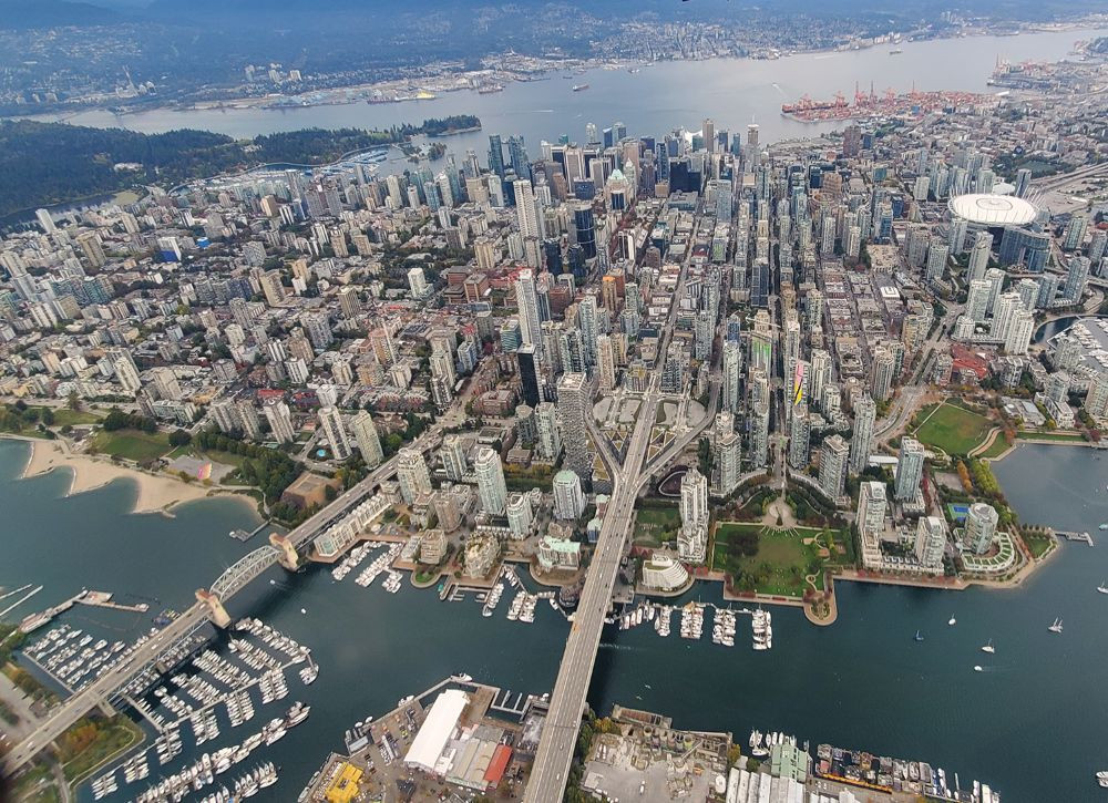 Aerial photo of Vancouver, British Columbia.