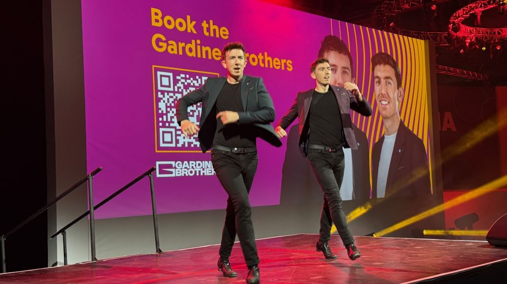 The Gardine Brothers dance it up on the mainstage at PCMA Convening Leaders 2026. Credit: Tyler Davidson.