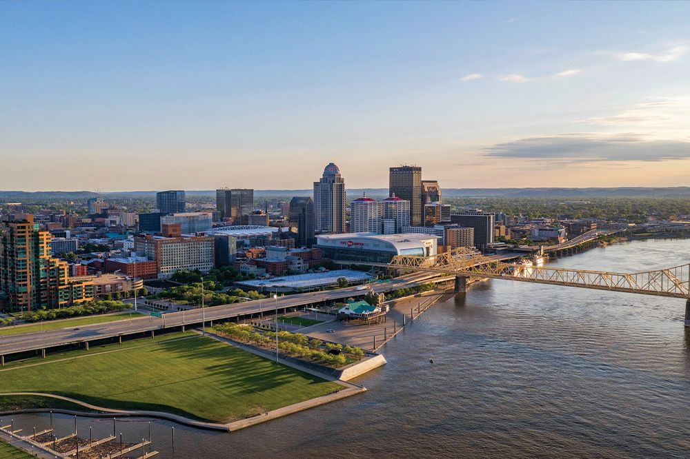 Louisville skyline Waterfront Park.