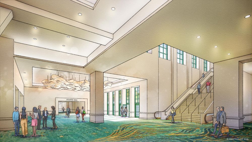 Walt Disney World Swan and Dolphin Resort first floor pre-function area rendering.