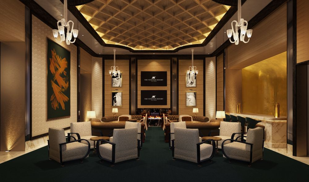 Lusso Lounge living room rendering. Credit: The Venetian Resort Las Vegas