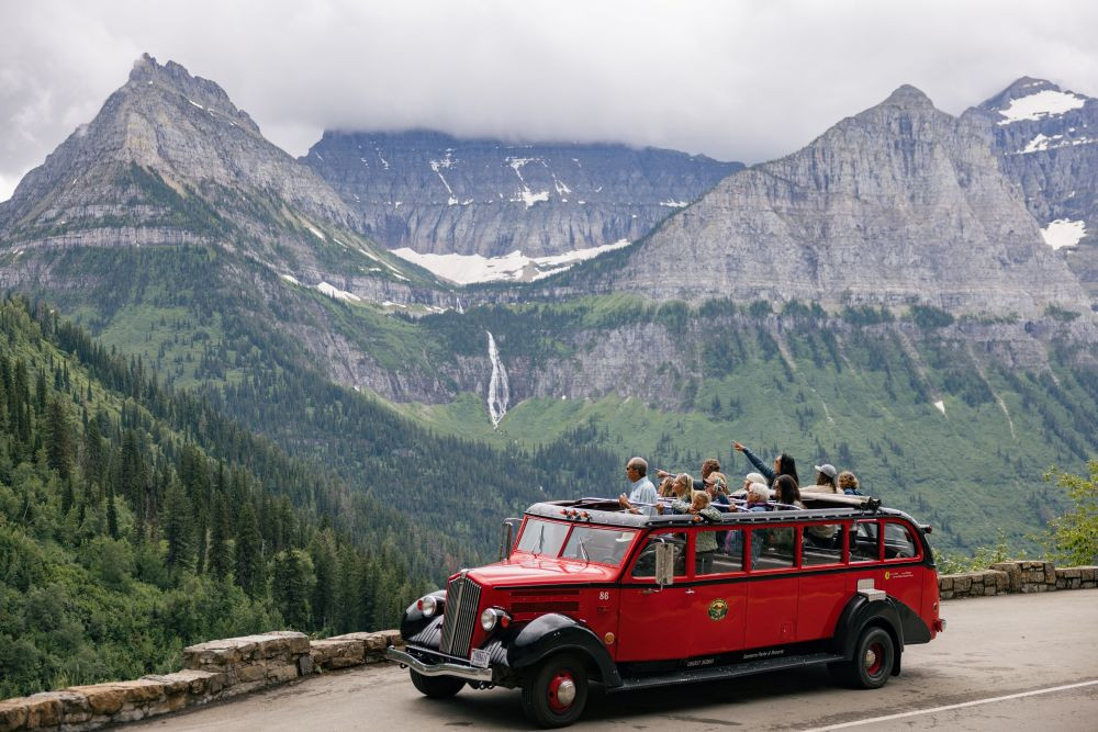 Glacier National Park Red Bus Tours. Credit: Andy Austin