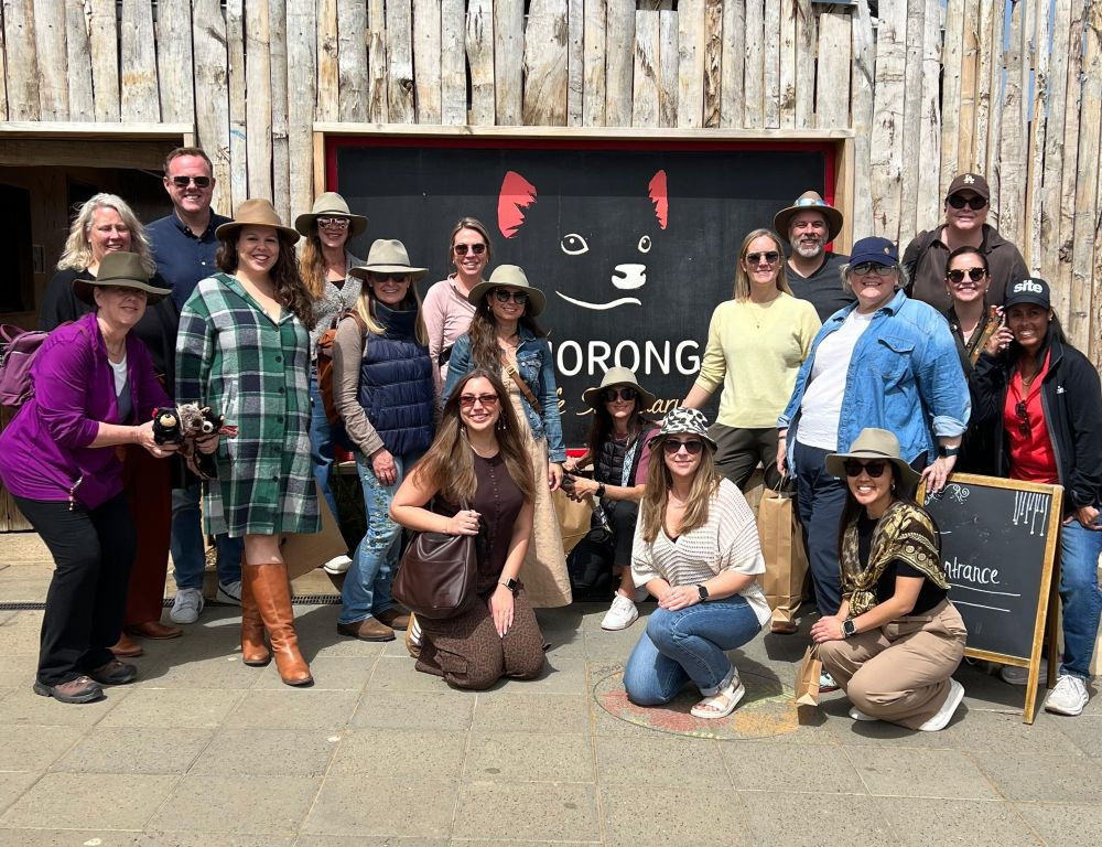 Group photo at Bonorong Wildlife Sanctuary in Tasmania