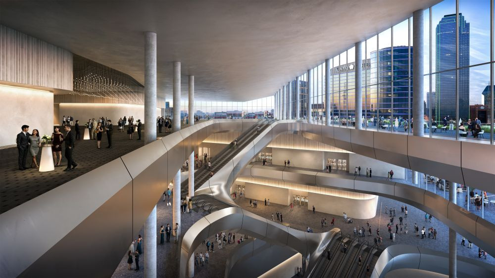 Rendering of interior of Kay Bailey Hutchinson Convention Center Dallas. 