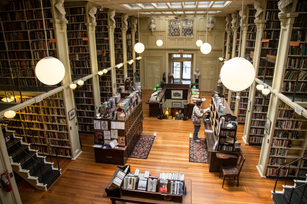 Photo of interior of Providence Athenaeum library.