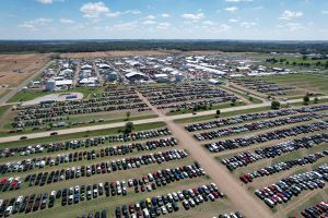 Parking lot of the 2023 Farm Progress Show in Decatur, Illinois.