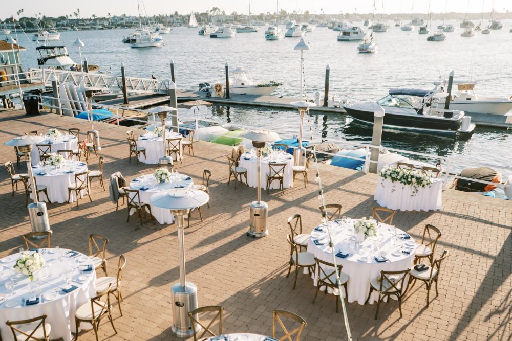 Balboa Yacht Club outdoor dinner setup