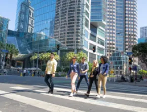 Attendees walking in LA