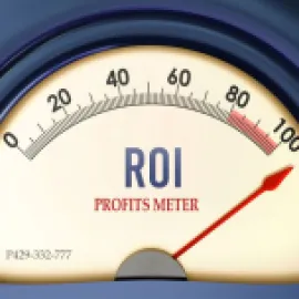 Graphic of an ROI Profits Meeting with the arrow pegged.
