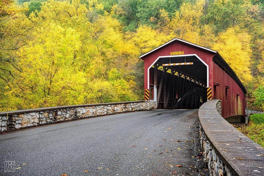 Covered bridge in Lancaster County, Pennsylvania.